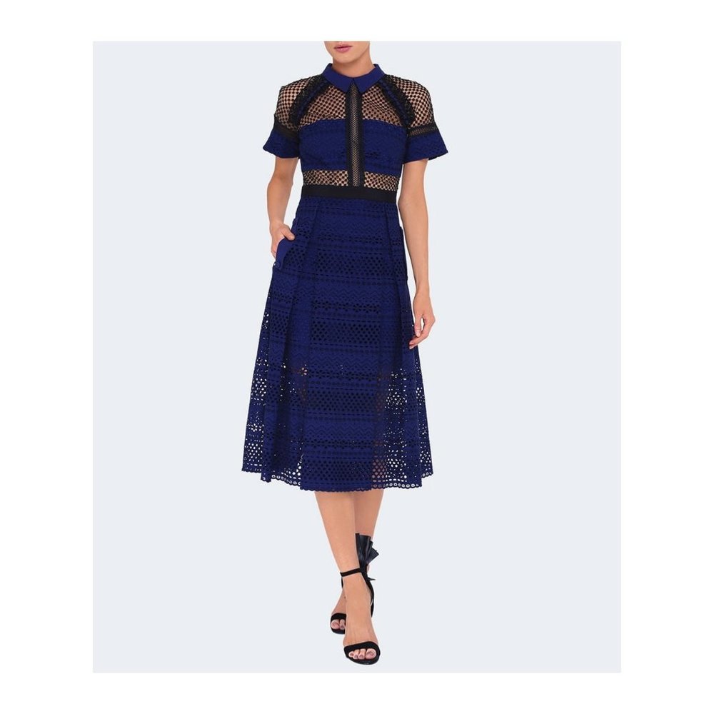 NWT Self-Portrait Raglan Detail Midi Dress US0
